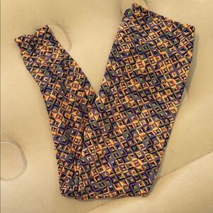 LuLaRoe Geometric Patterned Leggings - Purple, Orange, Black